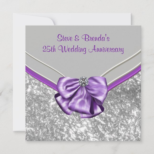 Invitation Fête d'anniversaire de mariage de 25 ans violet ar (Devant)