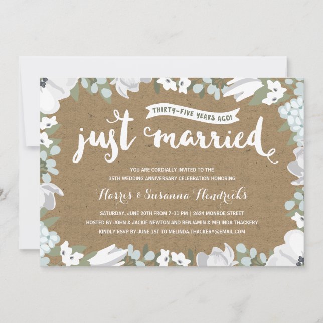 Invitation Fête d'anniversaire de mariage de 35 ans | Botaniq (Devant)