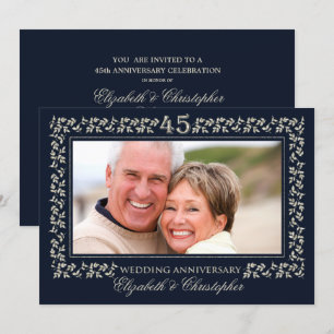 Invitation Fête d'anniversaire de mariage de 45 ans   Photo p