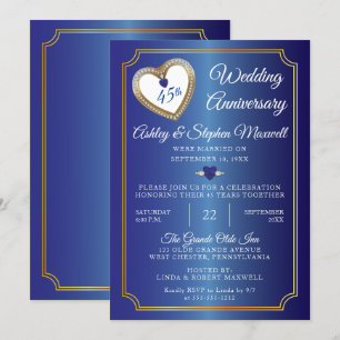 Invitation Fête d'anniversaire de mariage de 45 ans Saphirs D