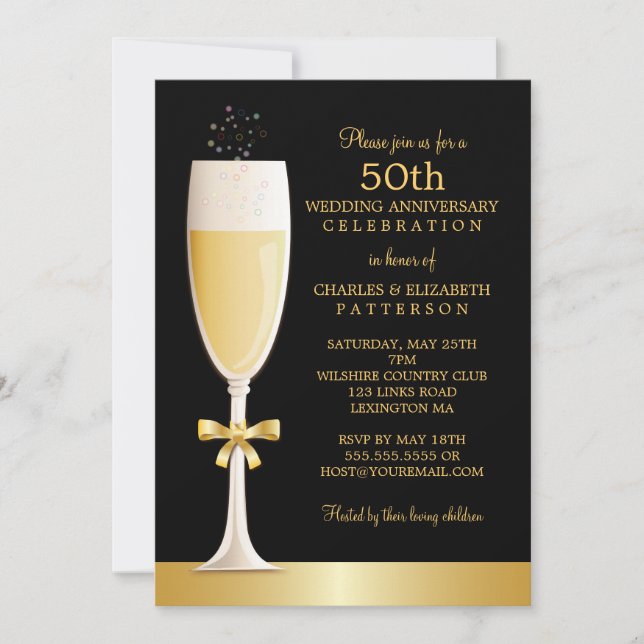 Invitation Fête d'anniversaire de mariage de 50 ans au Champa (Devant)