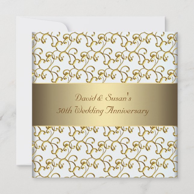 Invitation Fête d'anniversaire de mariage de 50 ans avec des  (Devant)