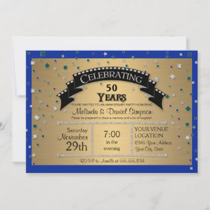Invitation Fête d'anniversaire de mariage de 50 ans Confettis