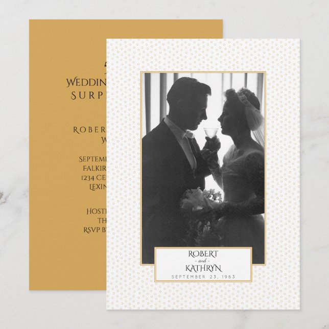 Invitation Fête d'anniversaire de mariage de 50 ans élégante  (Devant / Derrière)