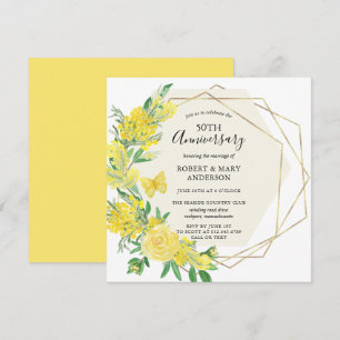 Invitation Fête d'anniversaire de mariage de 50 ans Rose Jaun