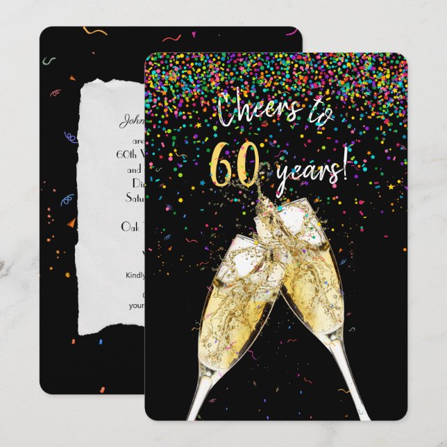 Invitation fête d'anniversaire de mariage de 60 ans (Devant / Derrière)