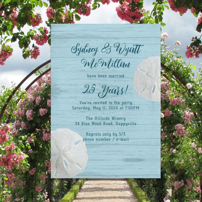 Invitation Fête d'anniversaire de mariage Dollars des sables (Créateur téléchargé)