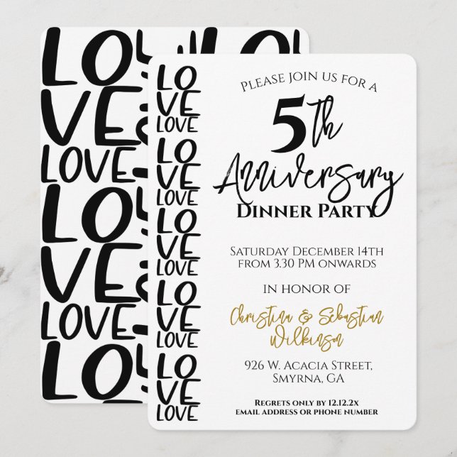 Invitation Fête d'anniversaire de mariage minimaliste (Devant / Derrière)