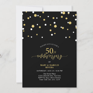 Invitation Fête d'anniversaire de mariage moderne Noir & Or 5