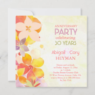 Invitation Fête d'anniversaire de mariage romantique florale
