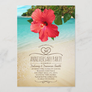 Invitation Fête d'anniversaire de mariage tropical sur la pla