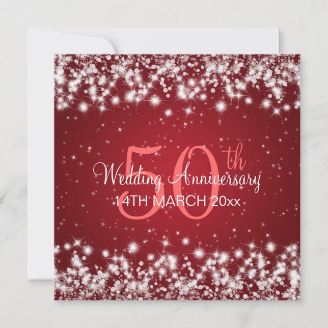 Invitation Fête d'anniversaire de mariage Winter Sparkle Roug (Devant)