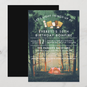 Invitation Fête d'anniversaire de marshmallows au feu de camp