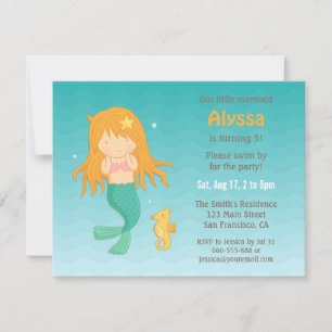 Invitation Fête D'Anniversaire De Mignonnes Sirènes Et Cheval