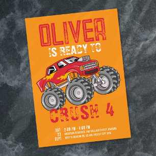 Invitation Fête d'anniversaire de Monster Truck