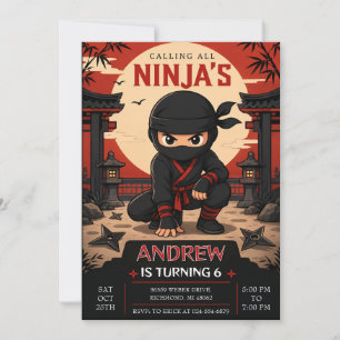 Invitation Fête d'anniversaire de Ninjas personnalisés