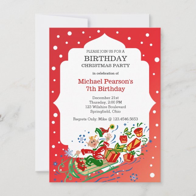 Invitation Fête d'anniversaire de Noël (Devant)