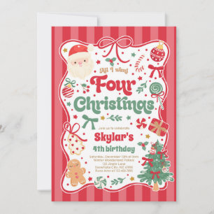 Invitation Fête d'anniversaire de Noël 4 Coquette Bow Anniver