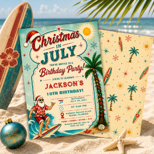 Invitation Fête d'anniversaire de Noël en juillet avec Santa