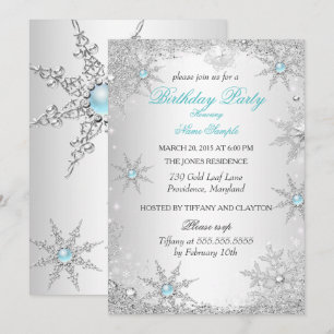 Invitation Fête d'anniversaire de Noël hivernal sarcelle