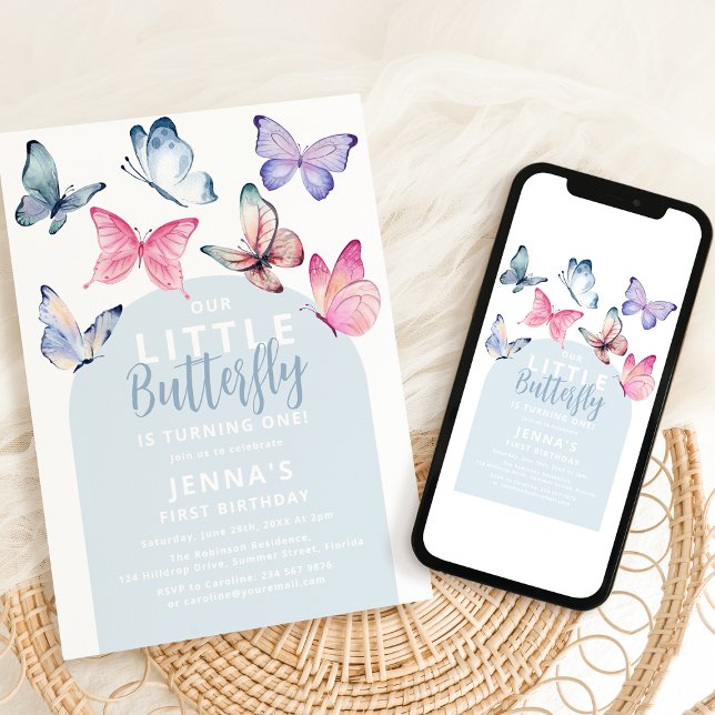 Invitation Fête d'anniversaire de notre petit papillon (Créateur téléchargé)