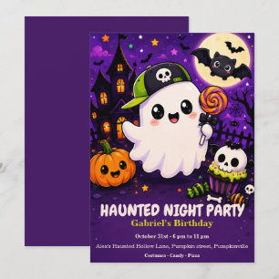 Invitation Fête d'anniversaire de nuit hantée – Nuit d'Hallow