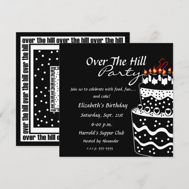Invitation Fête d'anniversaire de Over Hill (Devant / Derrière)