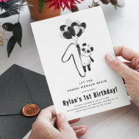 Fête d'anniversaire de Panda Noir & Blanc Minimal
