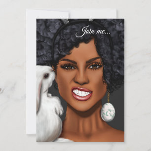 Invitation Fête d'anniversaire de Pâques pour femme noire