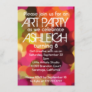 Invitation Fête d'anniversaire de partie de peinture d'art