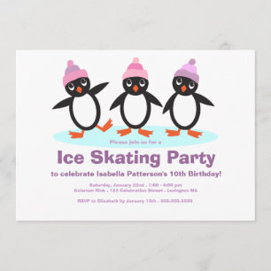 Invitation Fête d'anniversaire de patinage de glace de filles