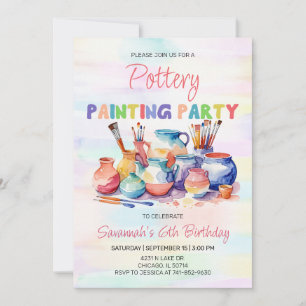 Invitation Fête d'anniversaire de peinture de poterie