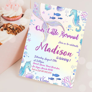 Invitation Fête D'Anniversaire De Petite Sirène Sous La Fête