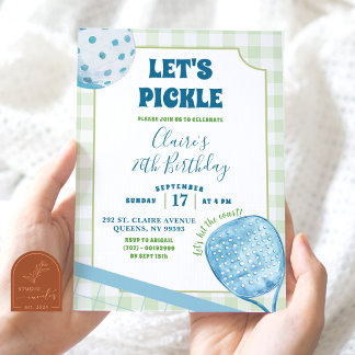 Invitation Fête d'anniversaire de pickleball Préparé Bleu Ver