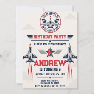 Invitation Fête d'anniversaire de pilote de chasse personnali