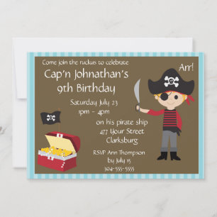 Invitation Fête d'anniversaire de Pirate Boy sur mesure