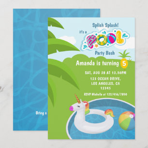 Invitation Fête d'anniversaire de piscine avec un flotteur li