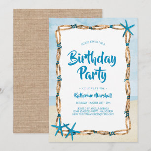 Invitation Fête d'anniversaire de plage d'étoiles de mer 2