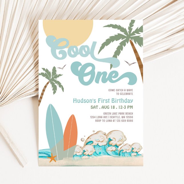 Invitation Fête d'anniversaire de plage pour un garçon de sur (Créateur téléchargé)