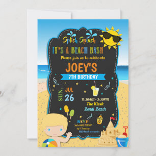 Invitation Fête d'anniversaire de plage Summer Blond Boy