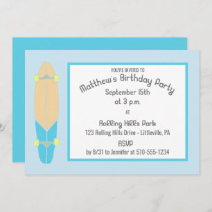 Invitation Fête d'anniversaire de planche à roulettes