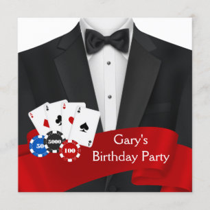 Invitation Fête d'anniversaire de poker pour hommes