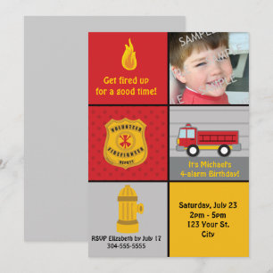 Invitation Fête d'anniversaire de pompe à incendie