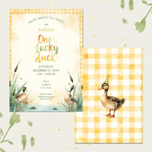 Invitation Fête d'anniversaire de premier an avec canard à l'