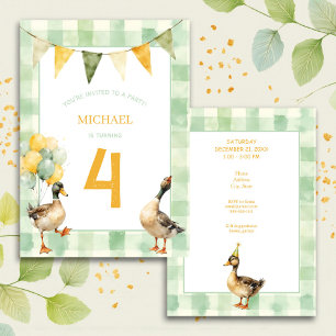 Invitation Fête d'anniversaire de premier an en aquarelle Can