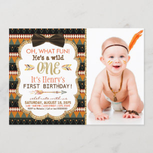 Invitation Fête d'anniversaire de premier Boho Tribal