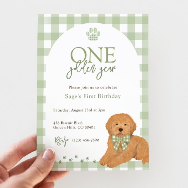 Invitation Fête d'anniversaire de première année de Goldendoo (Créateur téléchargé)