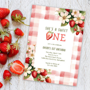 Invitation Fête d'anniversaire de première année de la fraise