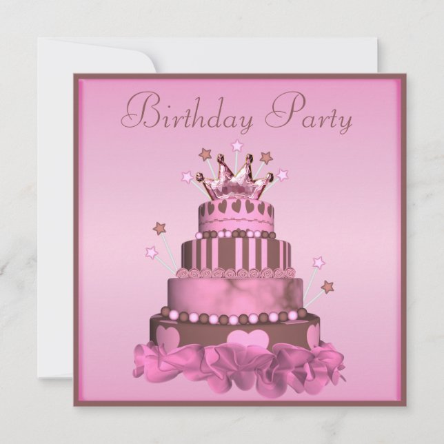 Invitation Fête d'anniversaire de Princess Cake (Devant)