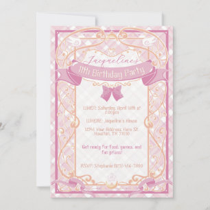 Invitation Fête d'anniversaire de princesse Art nouveau rose